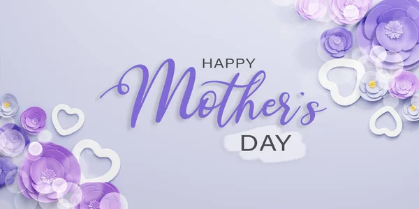 3d Rendering. Happy mother\'s day illustration. purple rose flower and heart shape, bokeh on purple background.