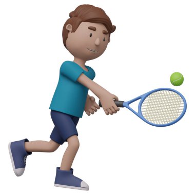 Bir çizgi film çocuğu tenis oynuyor. Kırpma yolu ile 3d oluşturma.