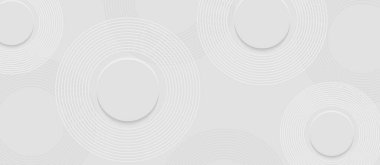 Modern soyut beyaz daire şeklindeki arka plan. Işık gölgeli zarif geometrik şekil. Duvar kağıdı, kapak, poster, afiş, broşür, sunum, web sitesi