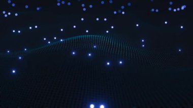 Teknoloji dijital dalga arkaplan kavramı. Güzel hareket eden noktalar dokusu ve parlayan çözülmüş parçacıklar. Siber ya da teknoloji geçmişi.