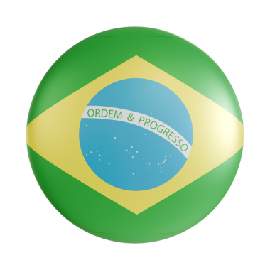 Brezilya bayrağı 3d daire simgesi.