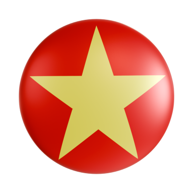 Vietnam bayrağı 3d daire simgesi.
