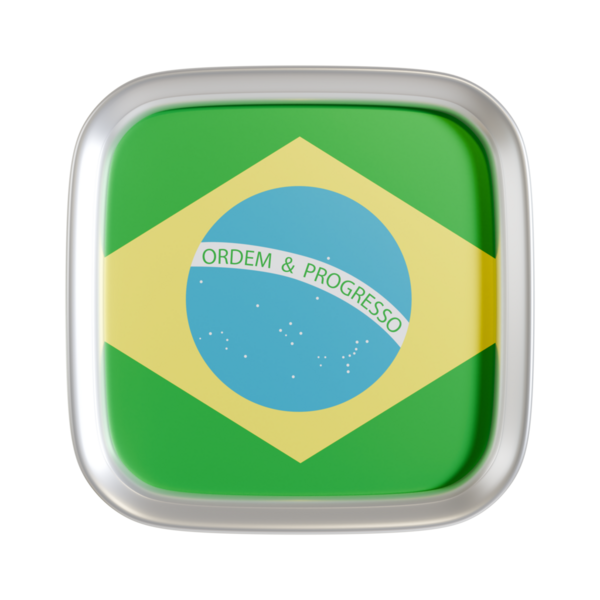 Brezilya bayrağı 3d kare simgesi.