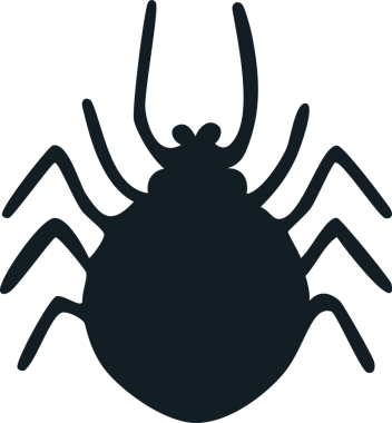 Eğri bacakları ve antenleri olan örümceğin basit bir silüeti..