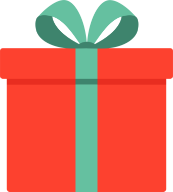 Mavi kurdeleli kırmızı bir hediye kutusu ve yay..