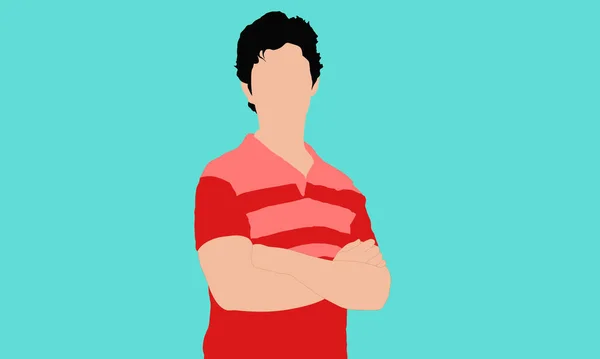 Turuncu gömlekli beyaz çocuk. Minimalist tasarım