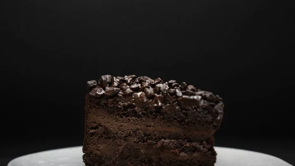 chocolate cake with black background