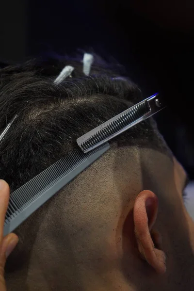Hairdresser Makes Haircut Comb Hair Salon Zdjęcia Stockowe bez tantiem