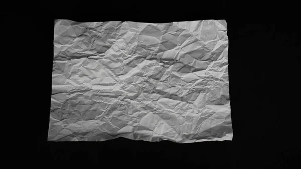 Crumpled Paper White Crumpled White Paper Black Background — Stock Photo, Image