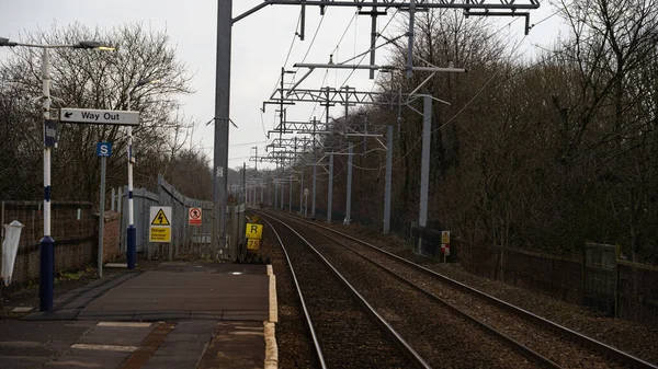 stock image Train rails. Empty train station and rails