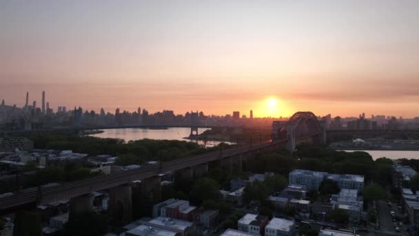 Sonnenuntergang New York City Skyline — Stockvideo