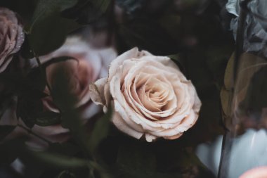 Vazoda güzel bir buket gül 