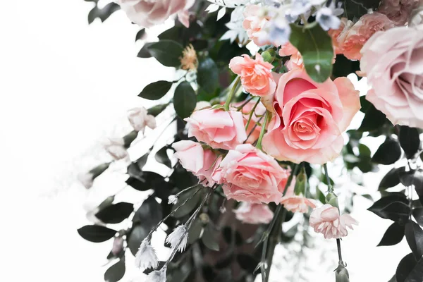 stock image beautiful bouquet of pink roses on white background 