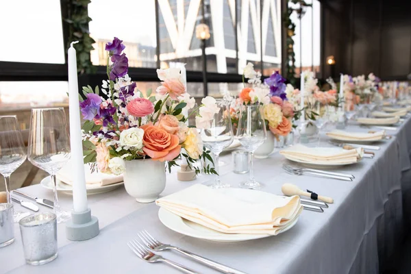 Table Setting Wedding Dinner Restaurant — Stock Photo, Image