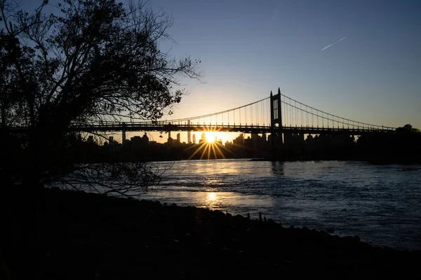 Robert Kennedy Bridge Brücke Bei Sonnenuntergang New York City Usa — Stockfoto