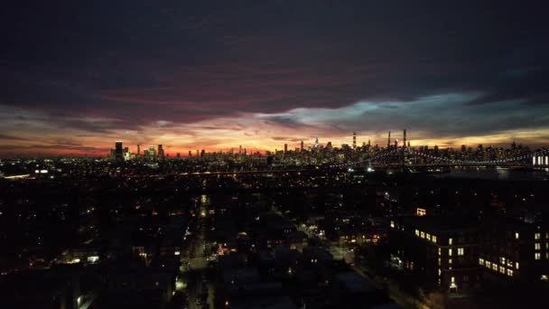 Antenne Sonnenuntergang City Skyline Twilight Sonnenuntergang — Stockvideo