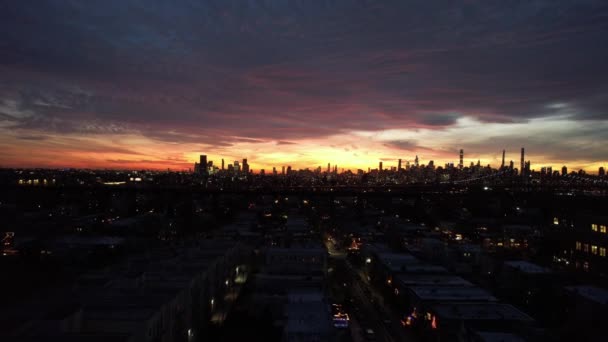 Εναέρια Sunset City Skyline Twilight Sunset — Αρχείο Βίντεο