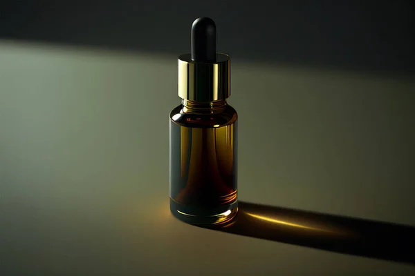 stock image Cosmetic bottle with pipette on a dark background. 3d render