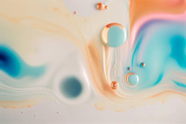 Abstrakter Trendiger Hintergrund Fließende Kunst Pastellfarben Mit Blasen Flüssige Textur — Stockfoto