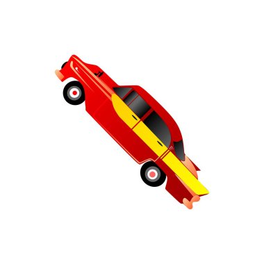 Beyaz arkaplanda izole edilmiş klasik bir arabanın vektör çizimi