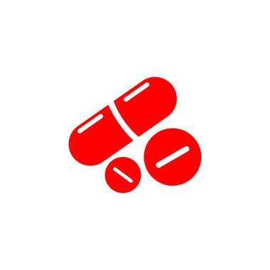 Kırmızı hap tableti vektör çizimi beyaz arkaplanda izole edildi