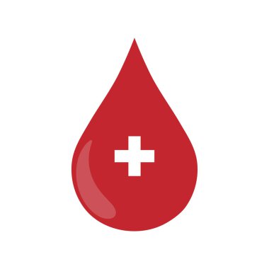 Beyaz arkaplanda kan damlası simgesi izole edildi, vektör illüstrasyonu