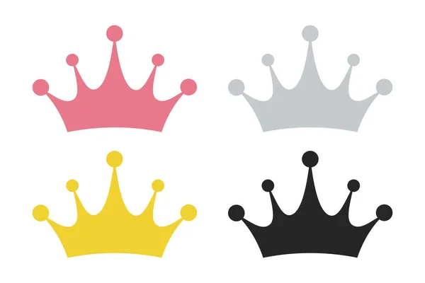 Koning Kroon Vector Pictogrammen Witte Achtergrond — Stockvector