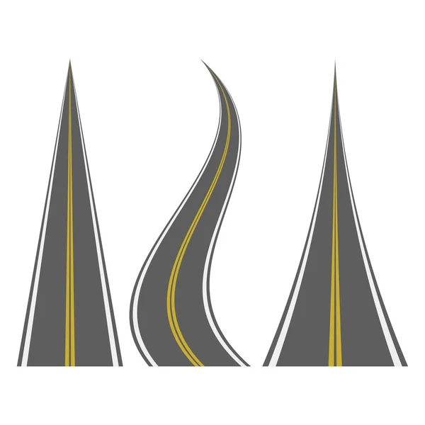 Vektorvägen Slingrande Motorväg Isolerad Vit Bakgrund — Stock vektor