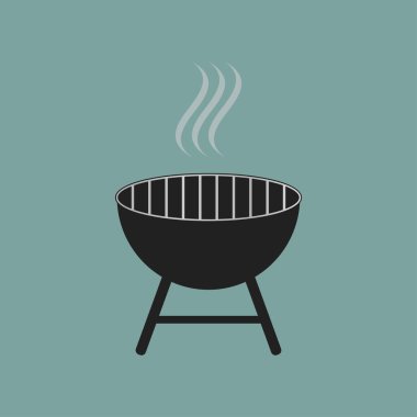 Barbekü simgesi, beyaz arka plan üzerinde izole bbq vektör illüstrasyon