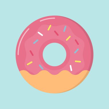 Tatlı çilek kaplı donutlar serpiştirilmiş