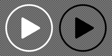 Şeffaf arkaplanda yuvarlak oynatma düğmesi simgeleri