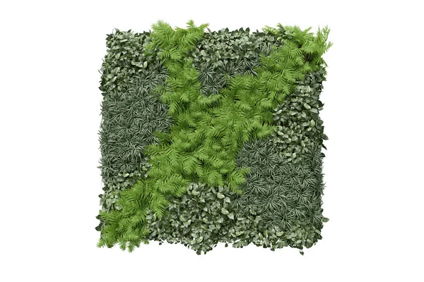 現実的な緑の壁 孤立した物体の3Dレンダリング — ストック写真