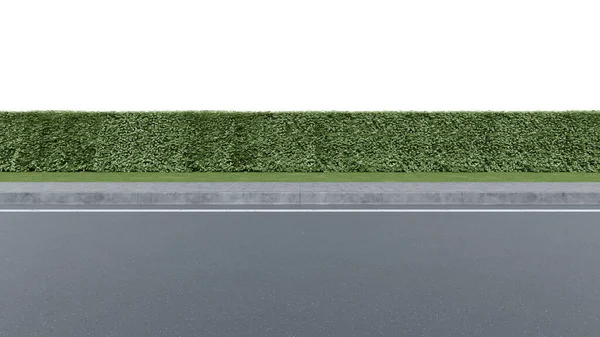 现实的路边和树篱 3D绘制孤立物体 — 图库照片