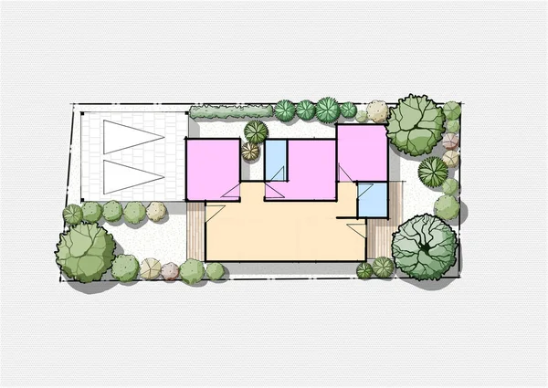 Bahçenin Mimari Zemin Planı Tasarımı Konsepti — Stok fotoğraf