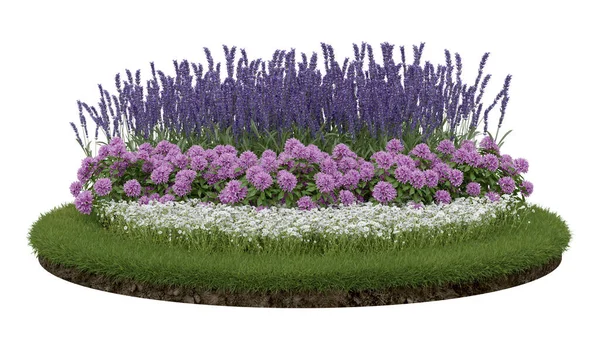 Realistisches Graspodest Mit Blumengarten Darstellung Von Isolierten Objekten — Stockfoto