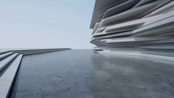 Абстрактный Архитектурный Дизайн Современного Здания Пустая Парковка Бетонная Стена Видом — стоковое фото