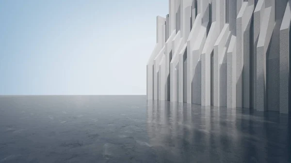 Abstrakte Architektur Design Moderner Gebäude Leerer Parkplatzboden Und Betonwand Mit — Stockfoto