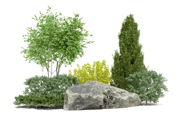 Realistická Malá Zahrada Vykreslování Izolovaných Objektů — Stock fotografie