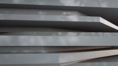 Modern binanın soyut mimari tasarımı. Beton duvarda ağaç gölgesi hareketi. 3B canlandırma hareket arkaplanı.