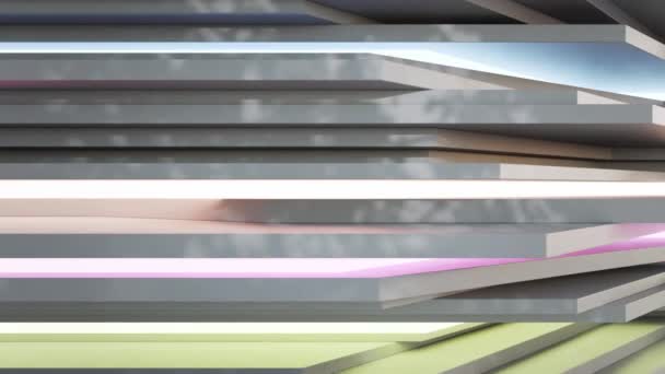 Abstraktní Architektonický Design Moderní Budovy Osvětlením Pohyb Stínu Stromu Betonové — Stock video