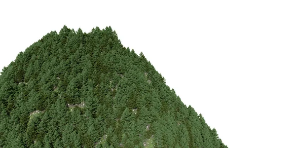 Gunung Yang Realistis Dengan Hutan Render Dari Objek Yang Terisolasi — Stok Foto