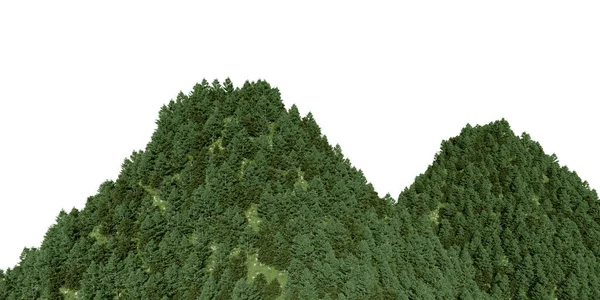 Montanha Realista Com Floresta Renderização Objetos Isolados — Fotografia de Stock