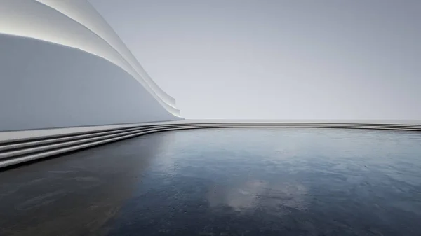 現代建築の抽象的な建築デザイン 空の駐車場の床およびコンクリートの構造 車のシーンのための3Dレンダリング背景画像 — ストック写真