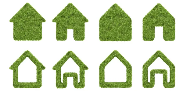 House Shaped Garden Bush Icon Rendering Isolated Objects — Stock Photo, Image