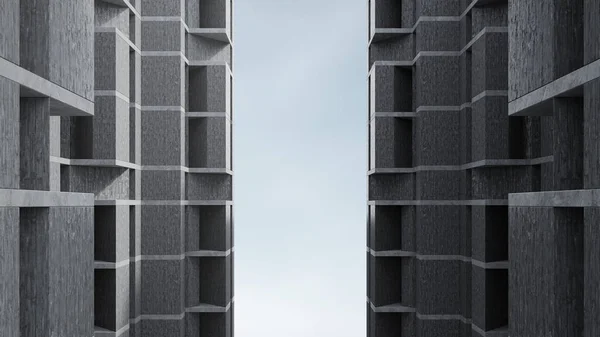Betonbau Mit Brutalismus Design Darstellung Abstrakter Architektur Mit Himmelshintergrund — Stockfoto