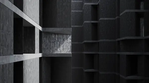 Betonbau Mit Brutalismus Design Darstellung Abstrakter Architektur Mit Himmelshintergrund — Stockfoto