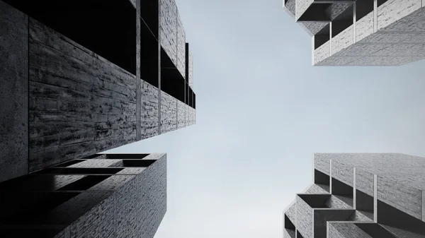 Edificio Hormigón Con Diseño Brutalista Representación Arquitectura Abstracta Con Fondo — Foto de Stock