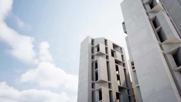 Betonowy Budynek Nowoczesnym Designie Renderowanie Abstrakcyjnej Architektury Tłem Nieba — Wideo stockowe