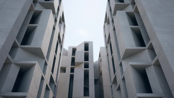 Edificio Hormigón Con Diseño Moderno Representación Arquitectura Abstracta Con Fondo — Vídeo de stock