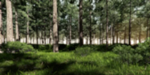 メドウのある森 ぼやけた景観を背景にした3Dレンダリング — ストック写真
